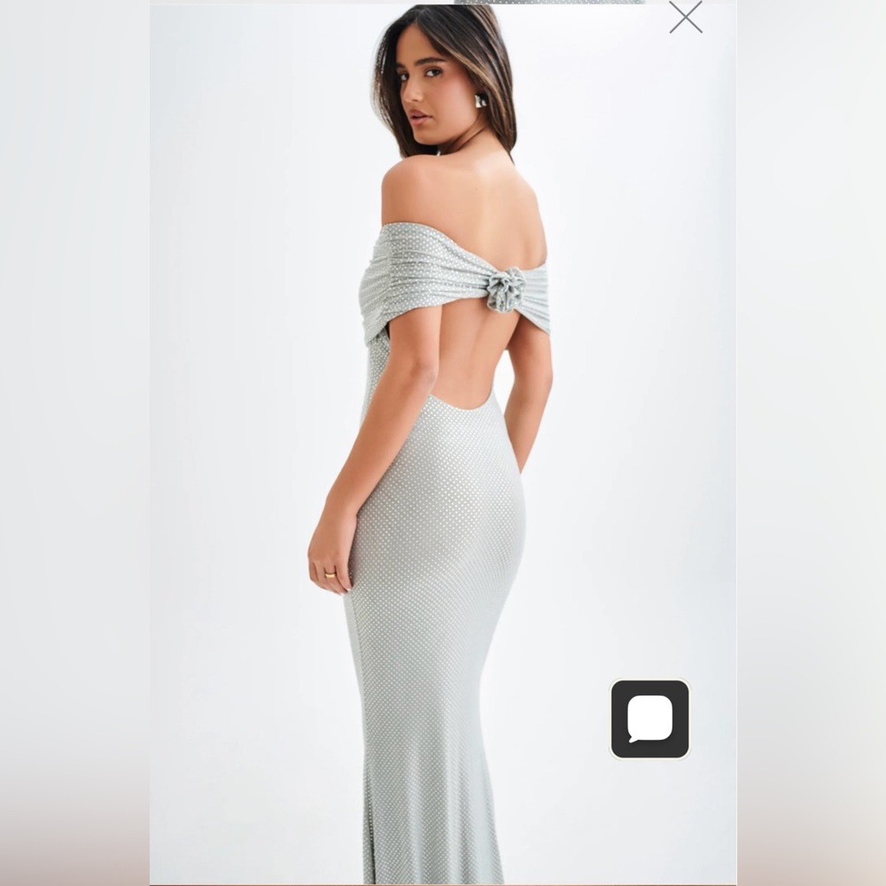 Meshki Diamanté silver maxi dress M glittery sequins - Picture 6 of 16